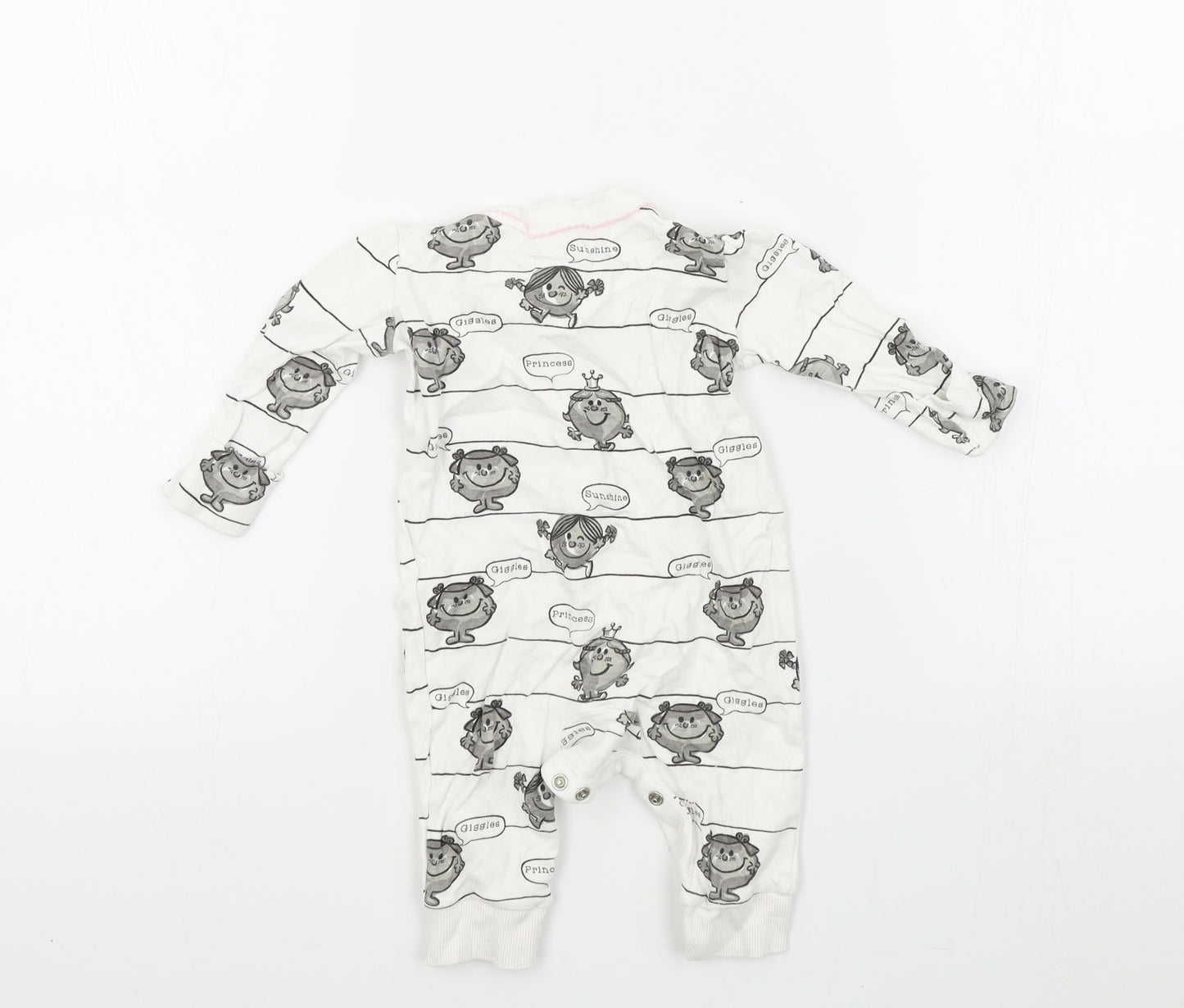 Preworn Girls White Geometric  Babygrow One-Piece Size 0-3 Months