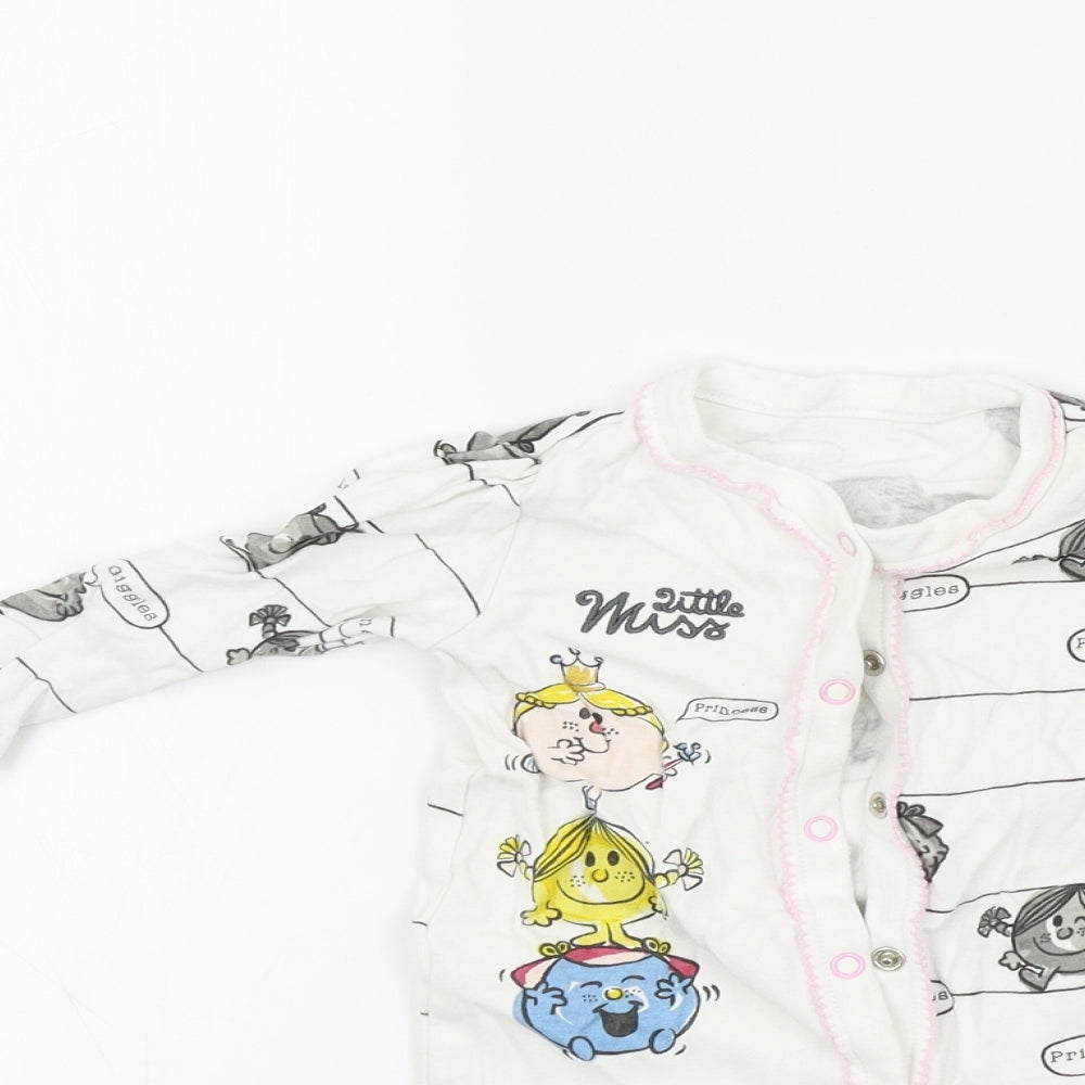 Preworn Girls White Geometric  Babygrow One-Piece Size 0-3 Months