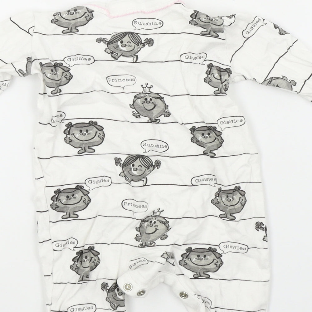 Preworn Girls White Geometric  Babygrow One-Piece Size 0-3 Months