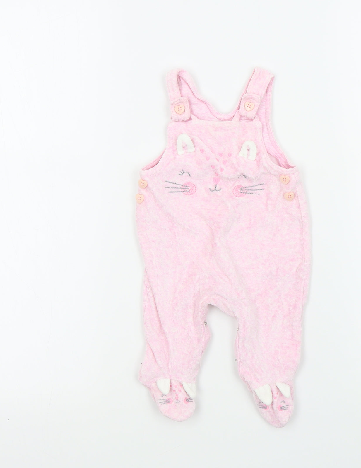 George Girls Pink Chevron  Dungaree One-Piece Size 0-3 Months