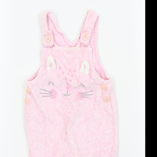 George Girls Pink Chevron  Dungaree One-Piece Size 0-3 Months
