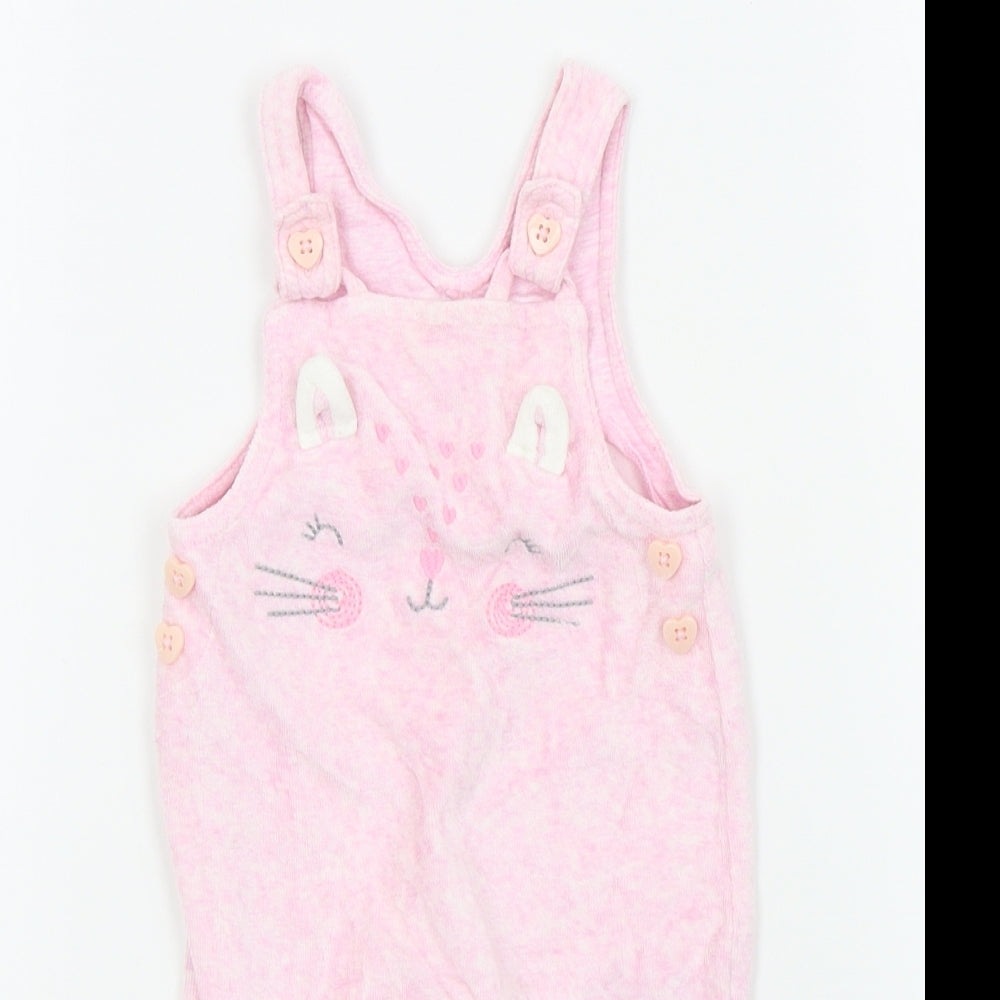 George Girls Pink Chevron  Dungaree One-Piece Size 0-3 Months