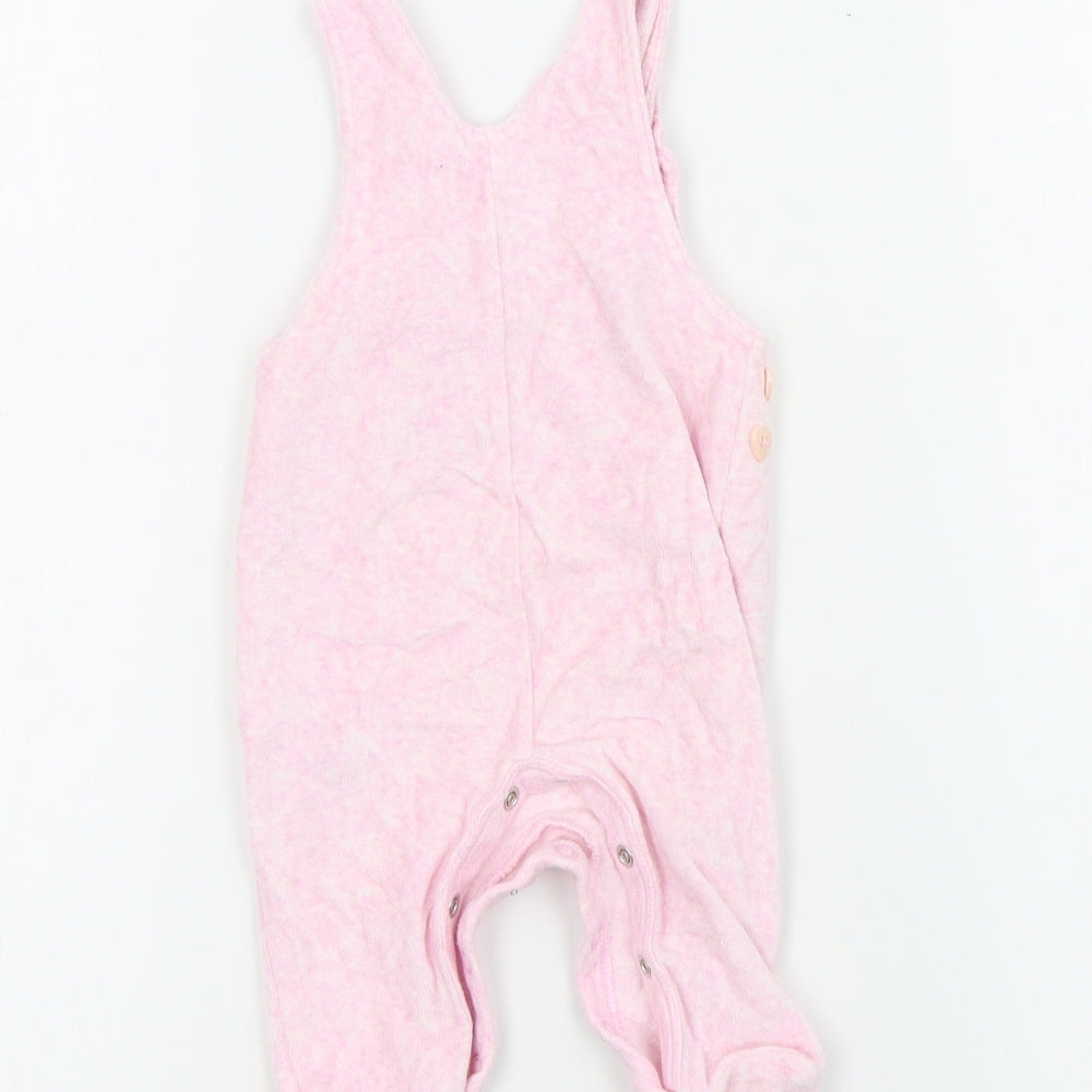 George Girls Pink Chevron  Dungaree One-Piece Size 0-3 Months