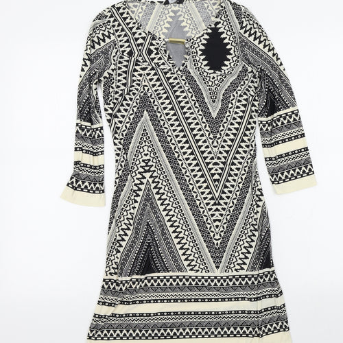 F&F Womens Black Geometric  A-Line  Size 6