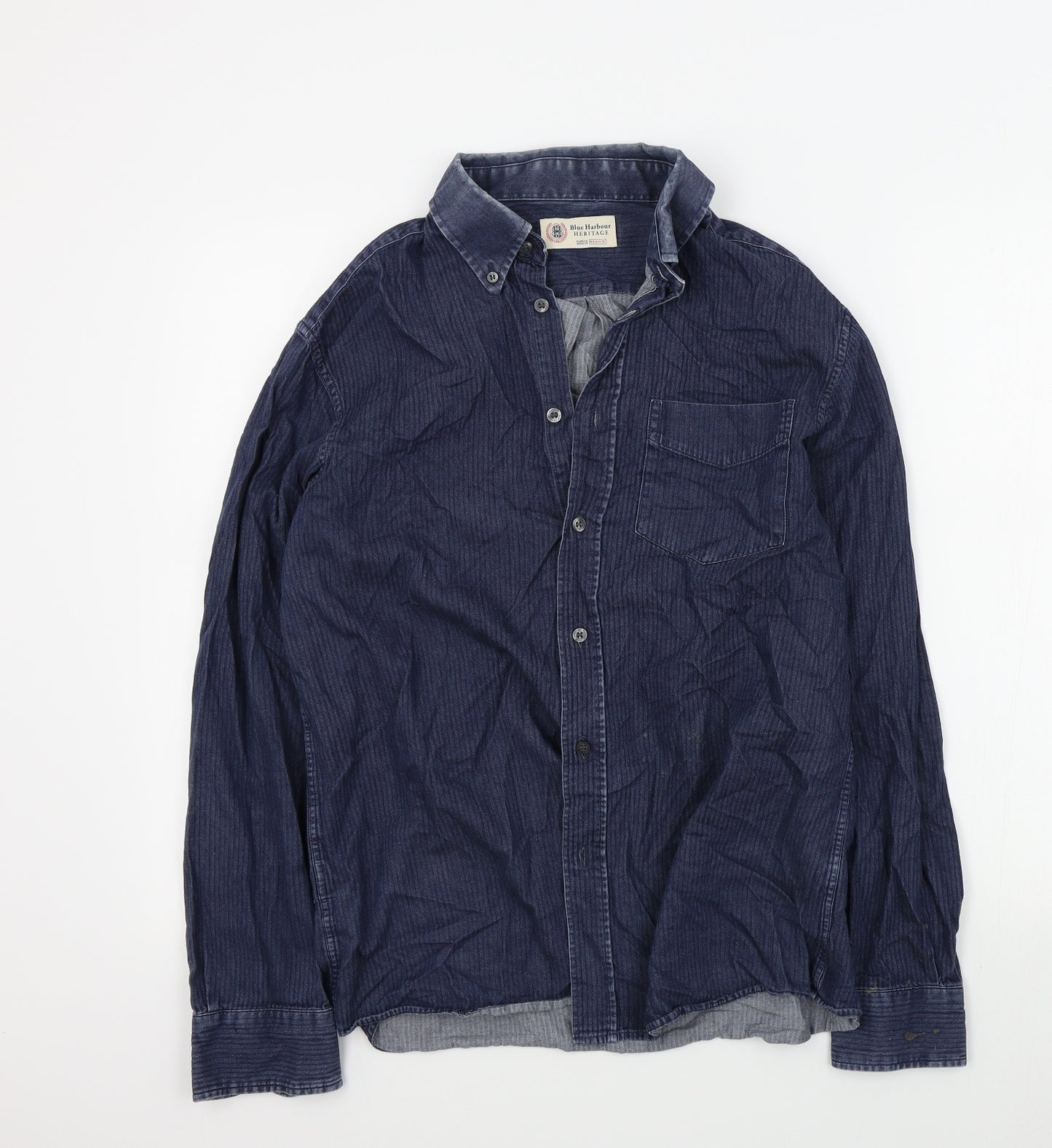M&S Mens Blue    Button-Up Size M
