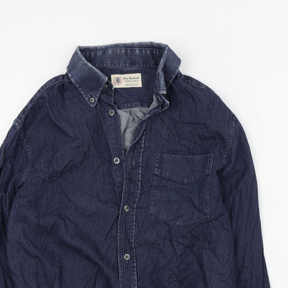 M&S Mens Blue    Button-Up Size M