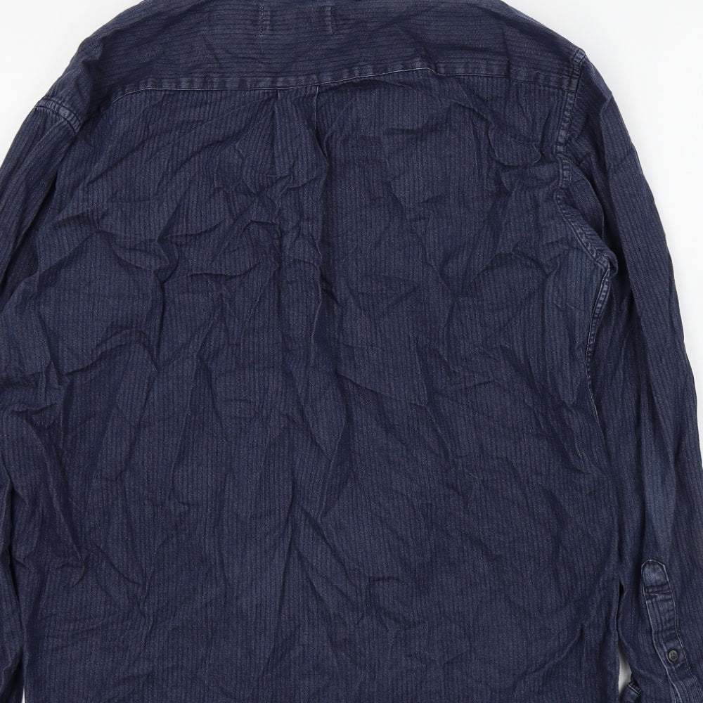 M&S Mens Blue    Button-Up Size M