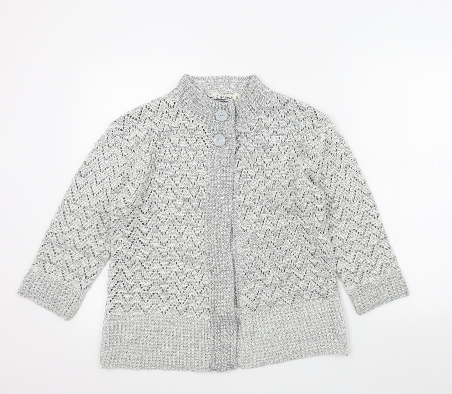 Pure & Natural Womens Grey   Cardigan Jumper Size M