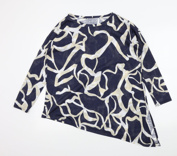 Wallis Womens Blue Geometric  Pullover Jumper Size M