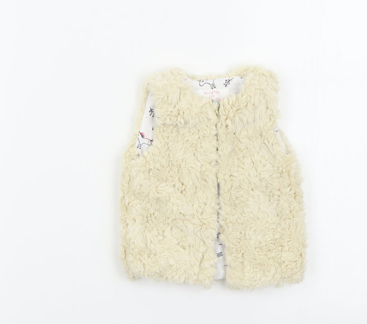 F&F Girls Beige Colourblock Basic Jacket Waistcoat Size 0-3 Months