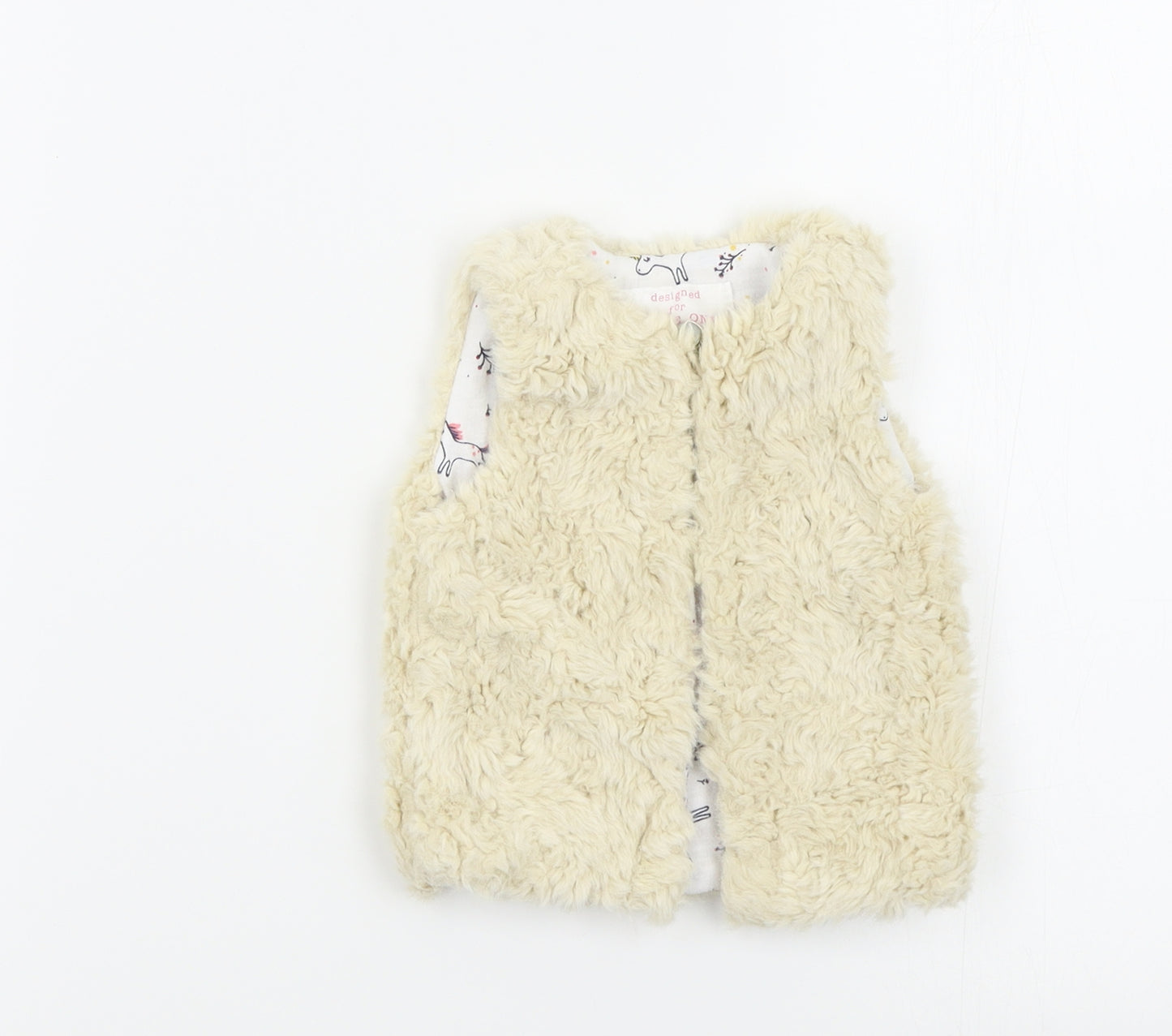 F&F Girls Beige Colourblock  Basic Jacket Waistcoat Size 0-3 Months