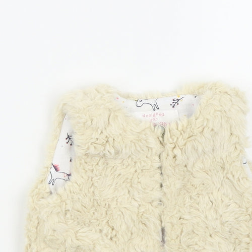 F&F Girls Beige Colourblock  Basic Jacket Waistcoat Size 0-3 Months