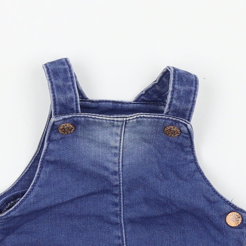 F&F Girls Blue Colourblock  Pinafore/Dungaree Dress  Size 0-3 Months