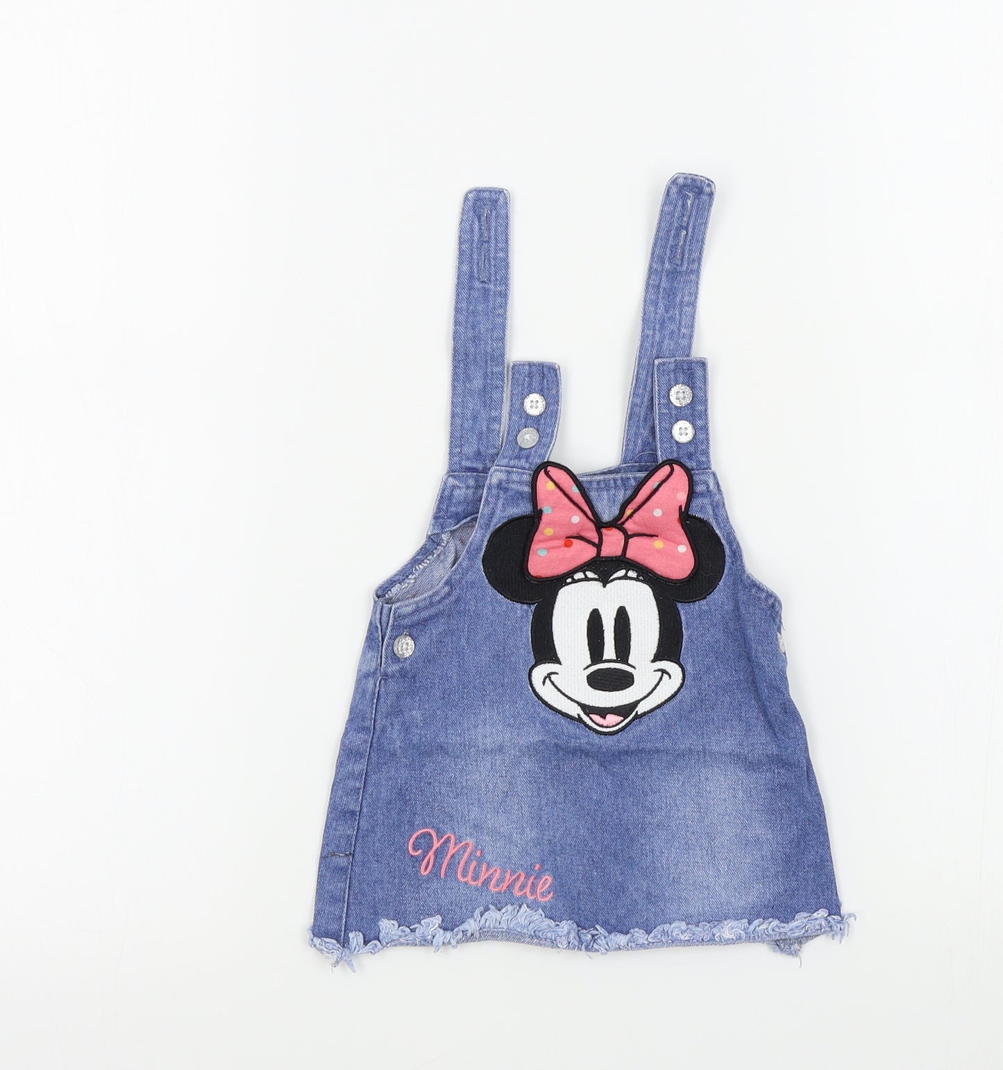 Primark Girls Blue Colourblock  Pinafore/Dungaree Dress  Size 0-3 Months  - disney, minnie mouse