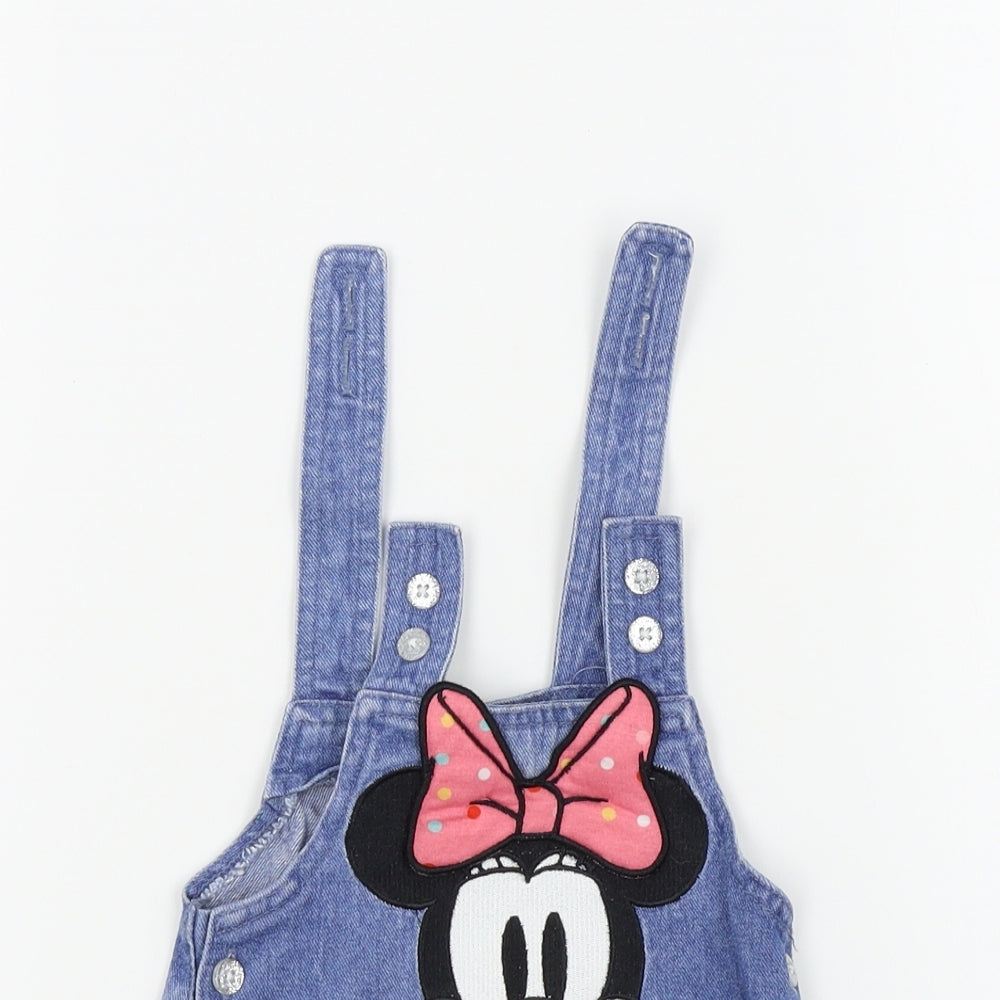 Primark Girls Blue Colourblock  Pinafore/Dungaree Dress  Size 0-3 Months  - disney, minnie mouse