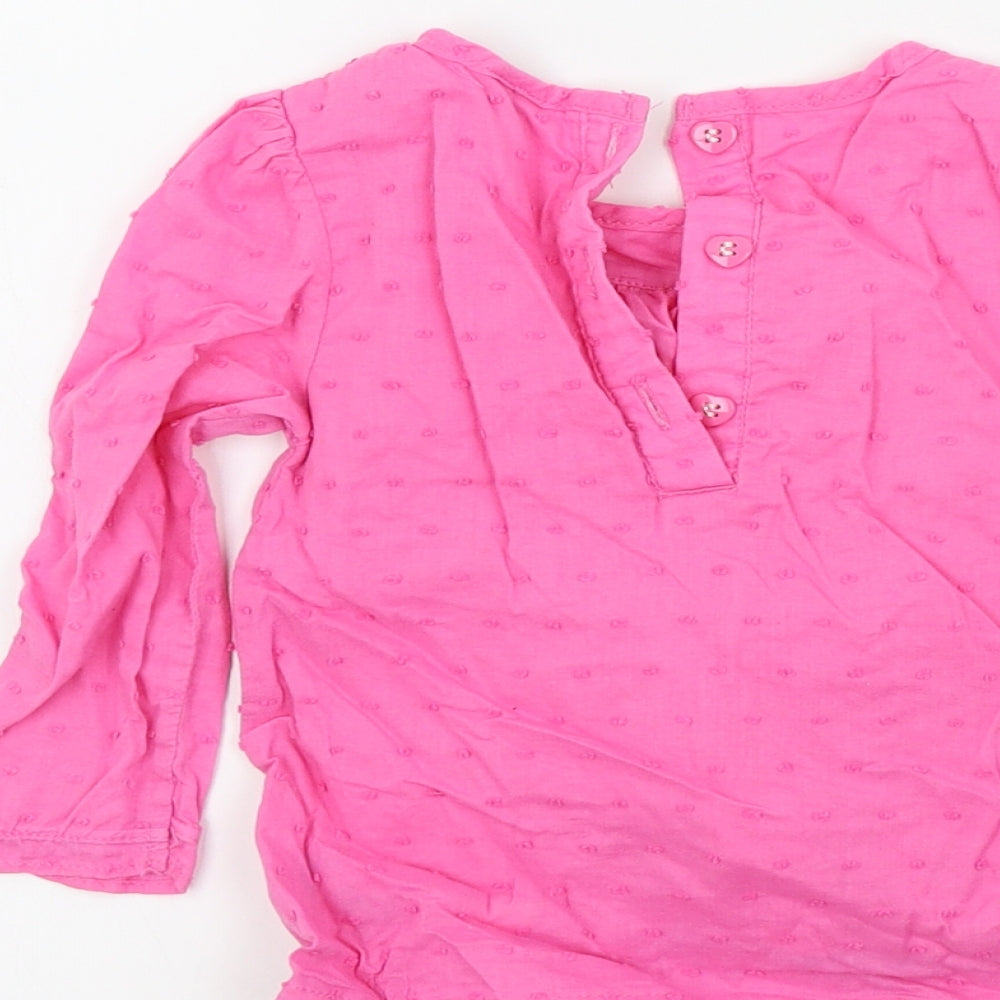 TU Girls Pink Colourblock  Basic Blouse Size 36 Months