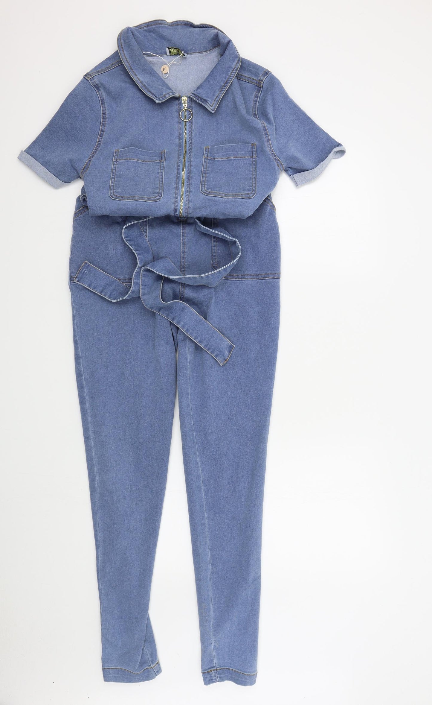 polly Womens Blue Colourblock  Bodysuit One-Piece Size 10 L29 in