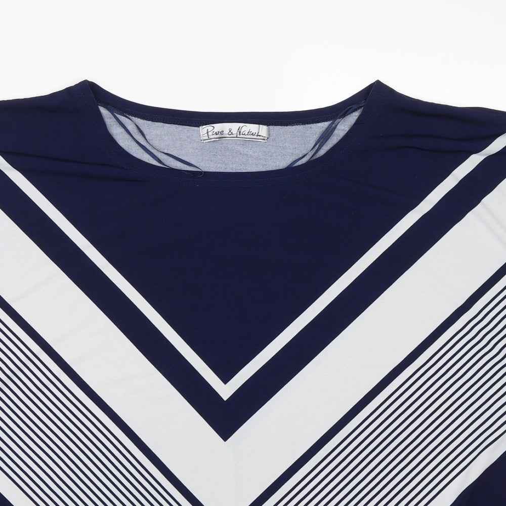 Pure & natural Womens Blue Striped  Basic T-Shirt Size 22