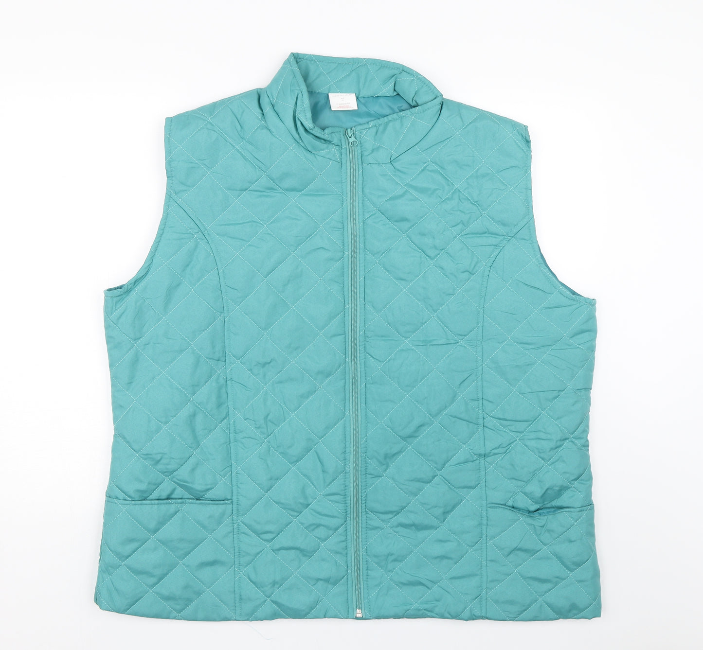 Anne De Lancay Womens Blue Argyle/Diamond  Gilet Coat Size 2XL