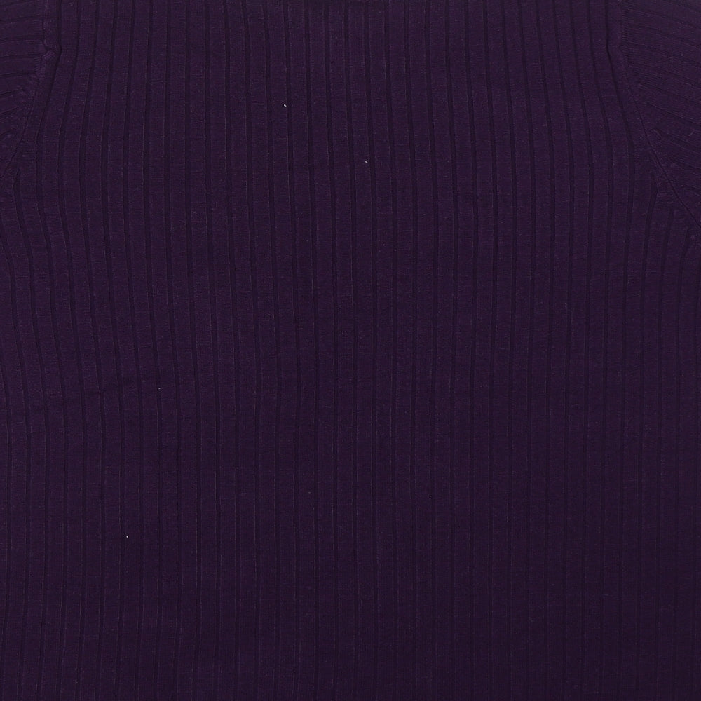 BHS Womens Purple Striped Knit Basic T-Shirt Size 22