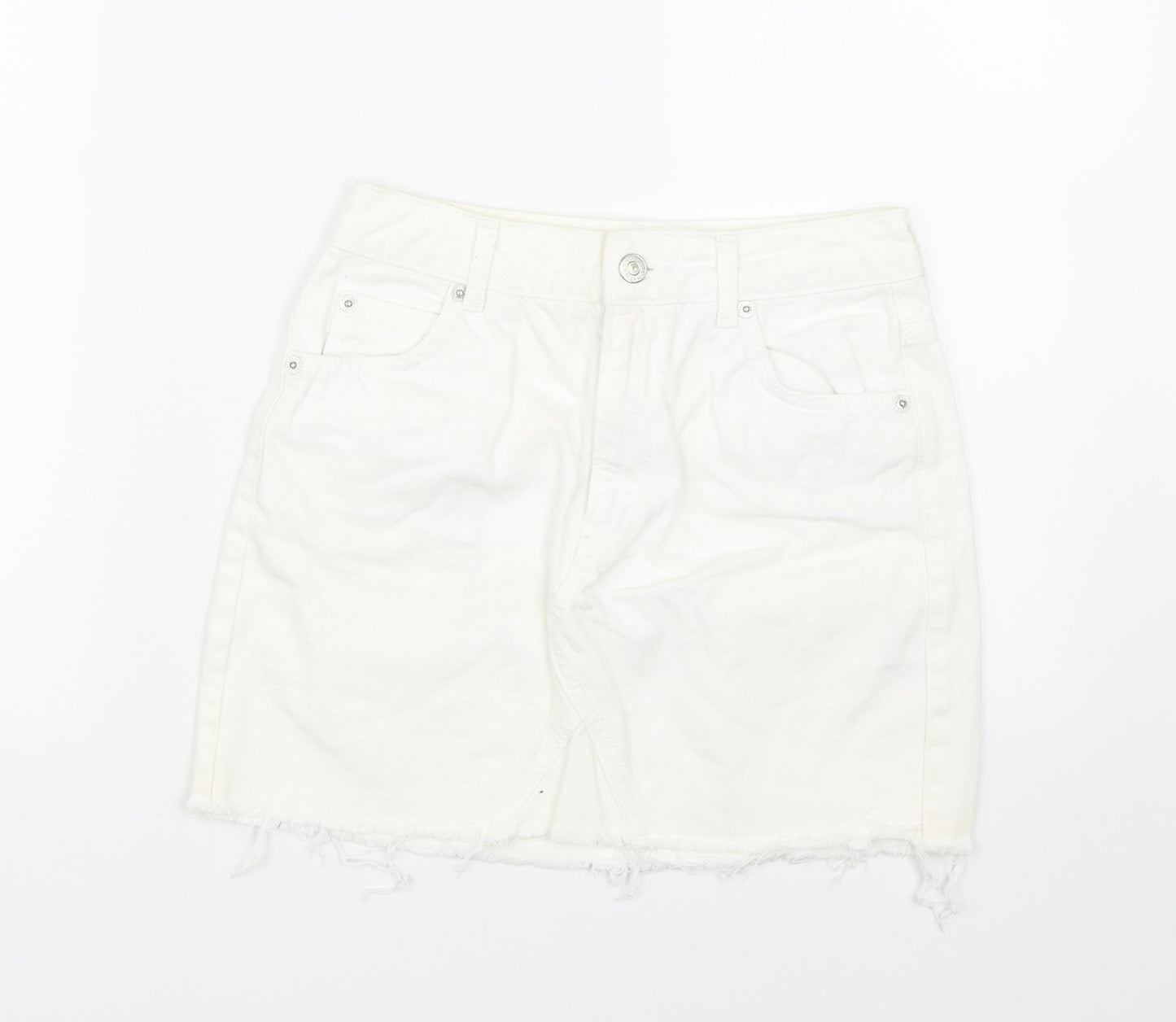 Topshop Womens White  Denim Bandage Skirt Size 6