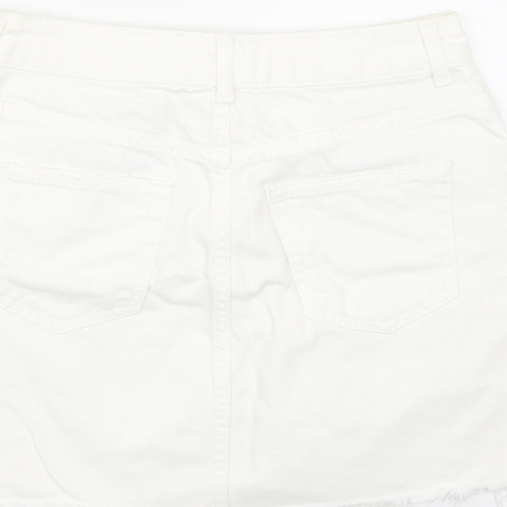 Topshop Womens White  Denim Bandage Skirt Size 6