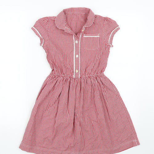 Matalan Girls Red Check  Shirt Dress  Size 9 Years  - School Dress