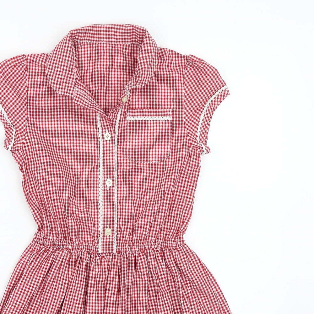 Matalan Girls Red Check  Shirt Dress  Size 9 Years  - School Dress