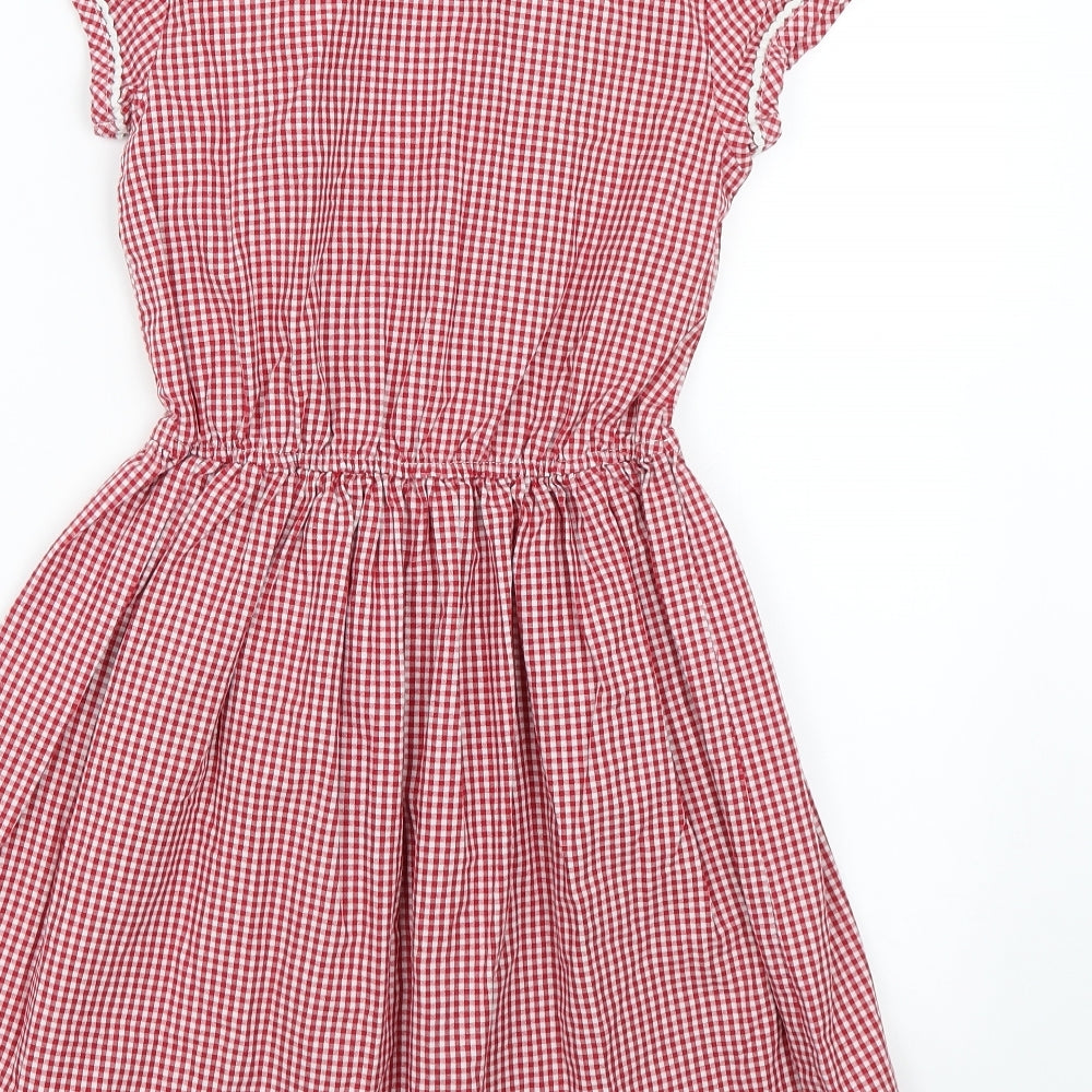 Matalan Girls Red Check  Shirt Dress  Size 9 Years  - School Dress