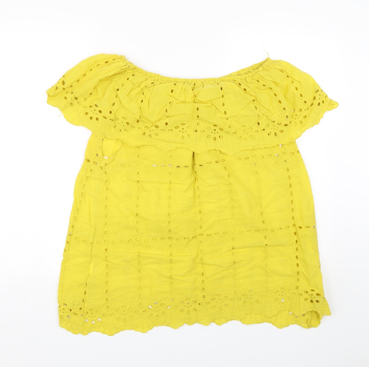 Preworn Womens Yellow Polka Dot  Basic T-Shirt Size L  - summer