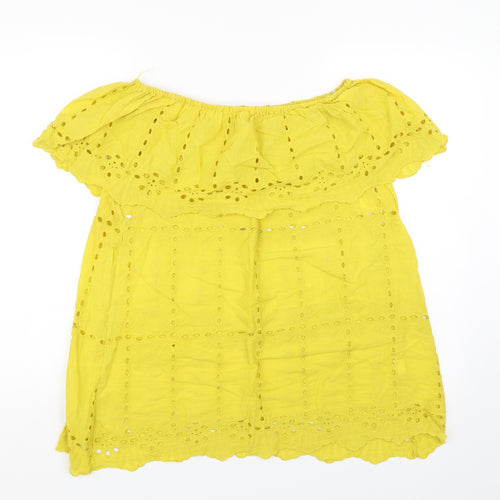 Preworn Womens Yellow Polka Dot  Basic T-Shirt Size L  - summer