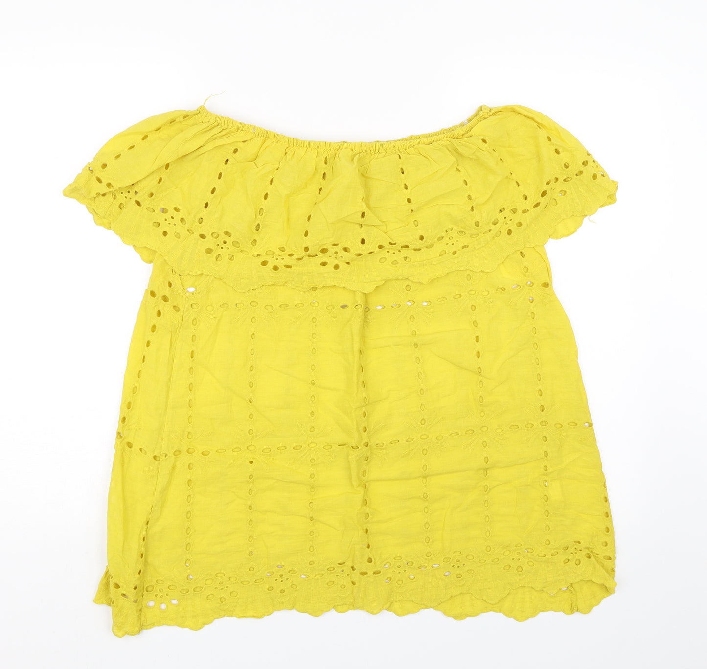 Preworn Womens Yellow Polka Dot  Basic T-Shirt Size L  - summer