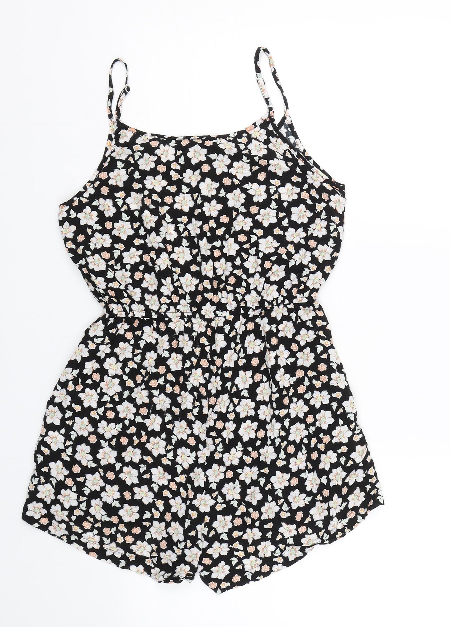 Select Womens Black Floral  Playsuit One-Piece Size 8  - summer