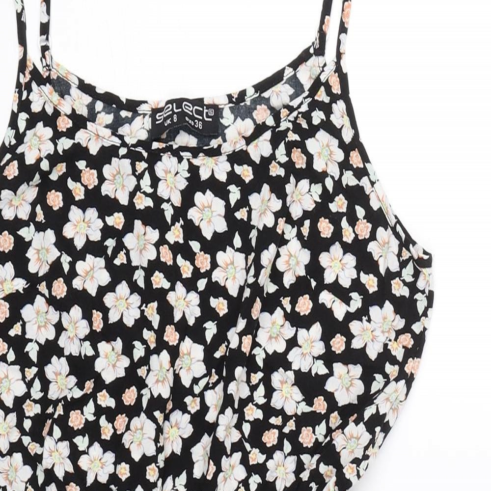 Select Womens Black Floral  Playsuit One-Piece Size 8  - summer