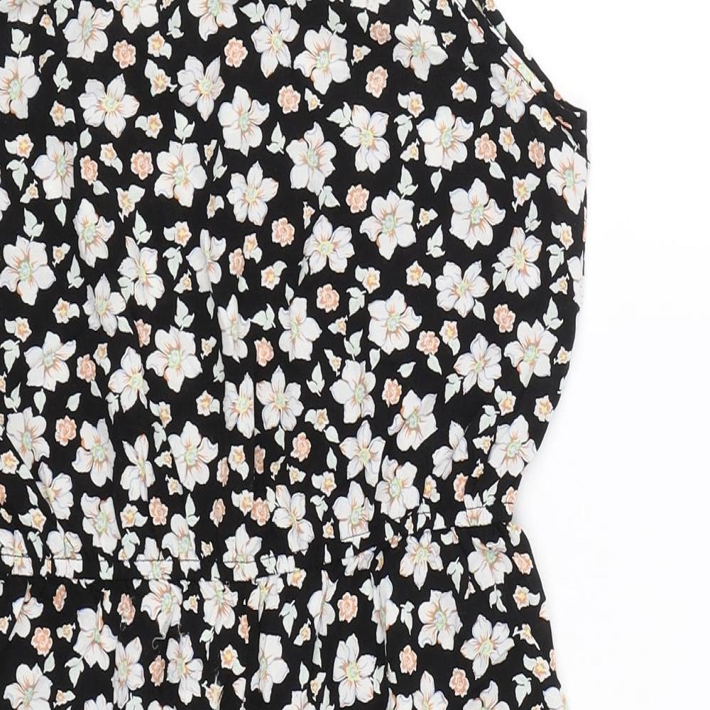 Select Womens Black Floral  Playsuit One-Piece Size 8  - summer