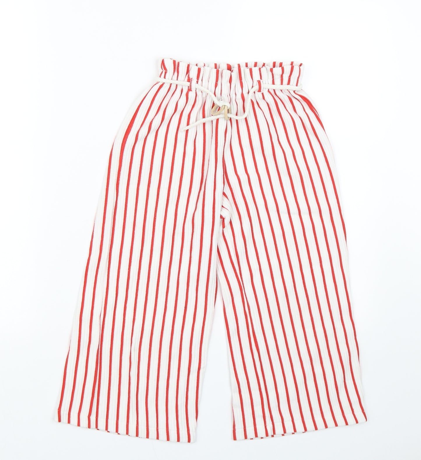 Zara Womens Red Striped  Cropped Trousers Size 8