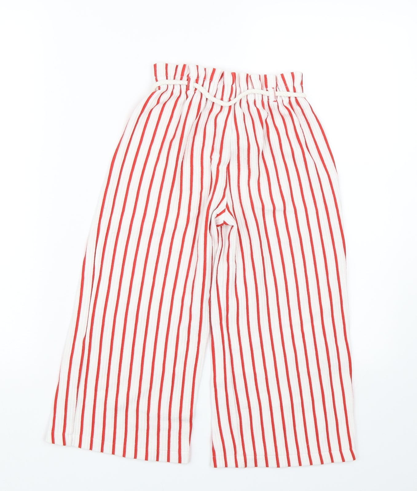 Zara Womens Red Striped  Cropped Trousers Size 8