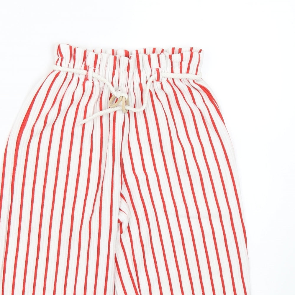 Zara Womens Red Striped  Cropped Trousers Size 8