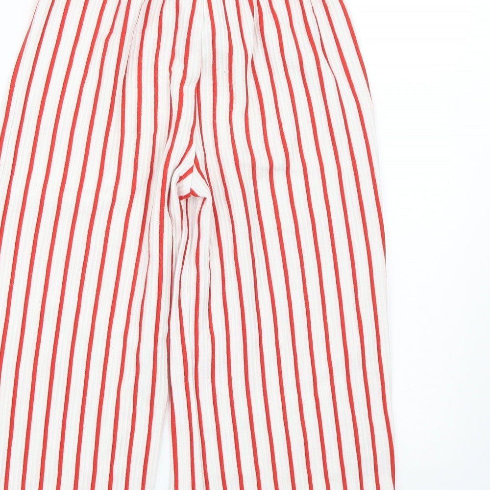 Zara Womens Red Striped  Cropped Trousers Size 8