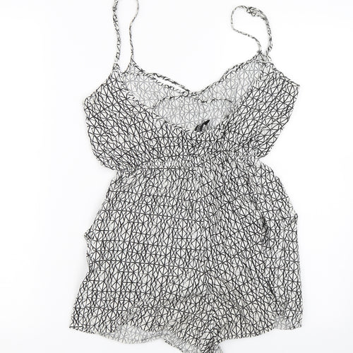 H&M Womens White Geometric  Playsuit One-Piece Size 6