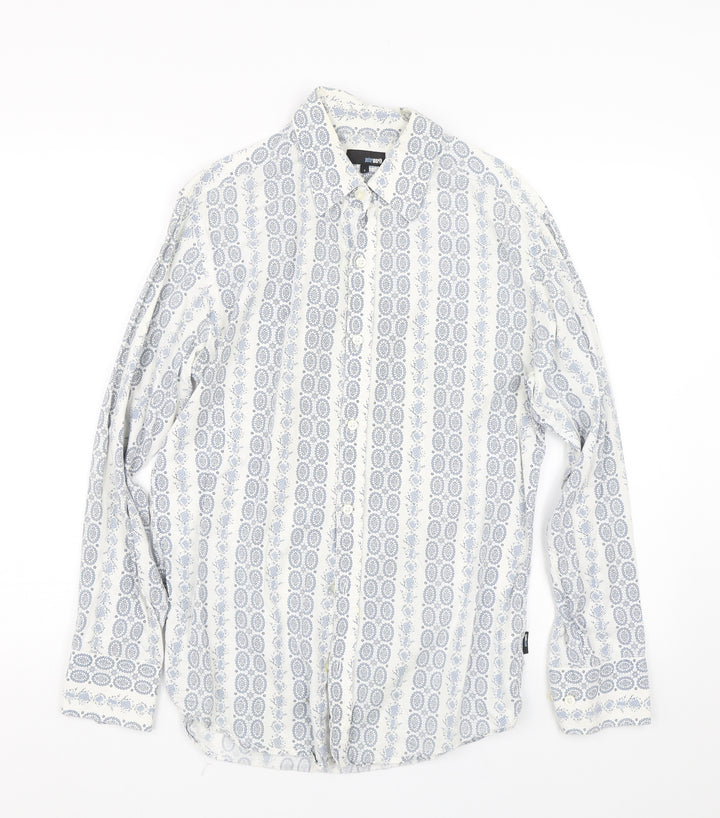Peter Werth Mens Blue Paisley Button-Up Size S