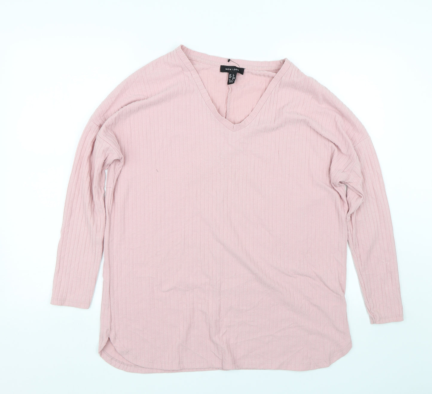 New Look Womens Pink Striped  Basic T-Shirt Size 8