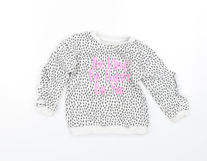 Matalan Girls White Spotted Pullover Sweatshirt Size 2-3 Years - Be kind