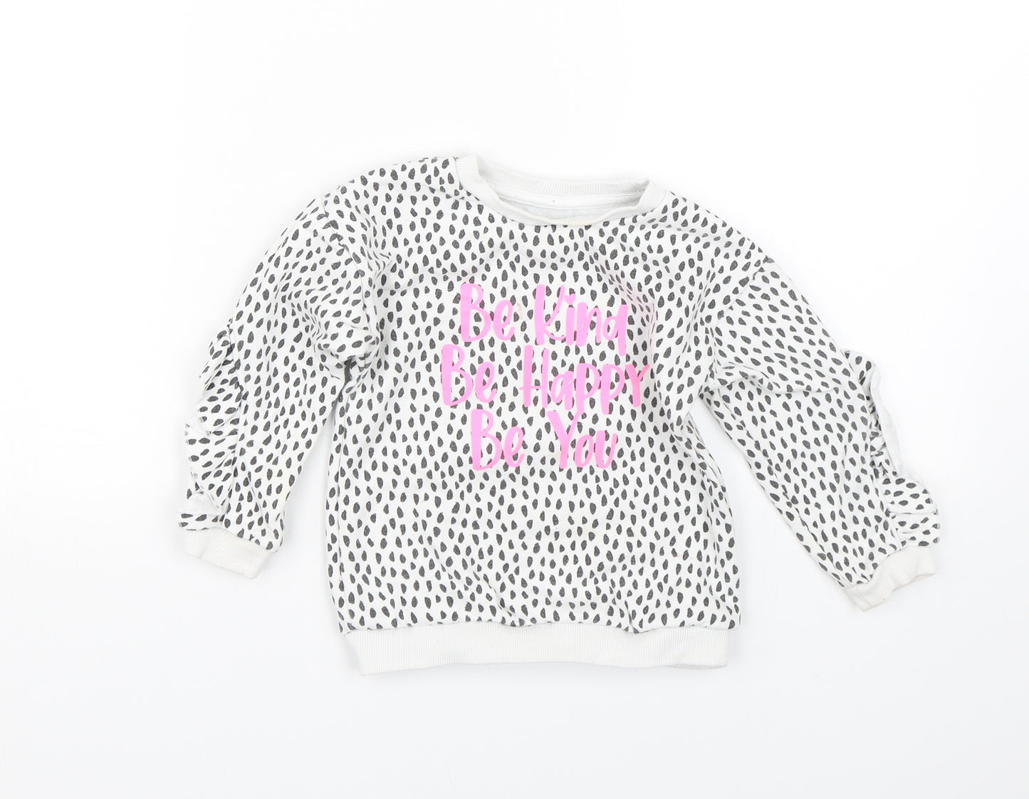 Matalan Girls White Spotted  Pullover Sweatshirt Size 2-3 Years  - Be kind