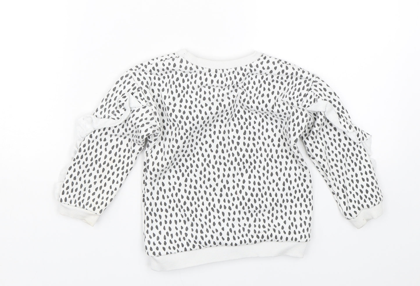 Matalan Girls White Spotted  Pullover Sweatshirt Size 2-3 Years  - Be kind