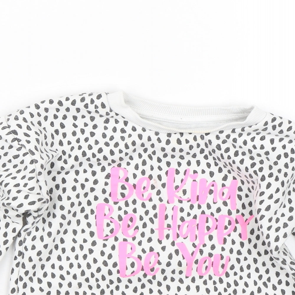 Matalan Girls White Spotted  Pullover Sweatshirt Size 2-3 Years  - Be kind