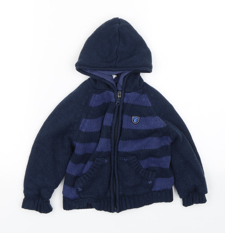 M&Co  Blue Striped Knit Full Zip Jumper Size 12-18 Months