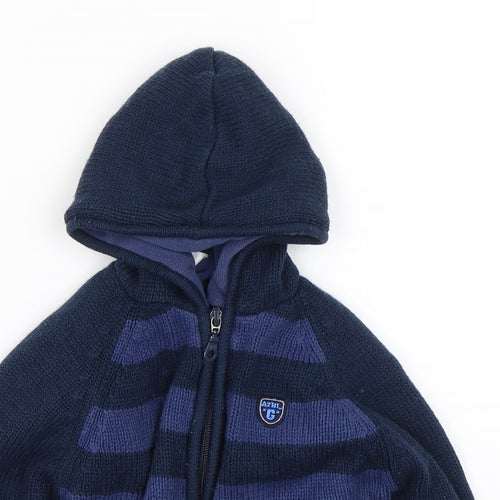 M&Co  Blue Striped Knit Full Zip Jumper Size 12-18 Months