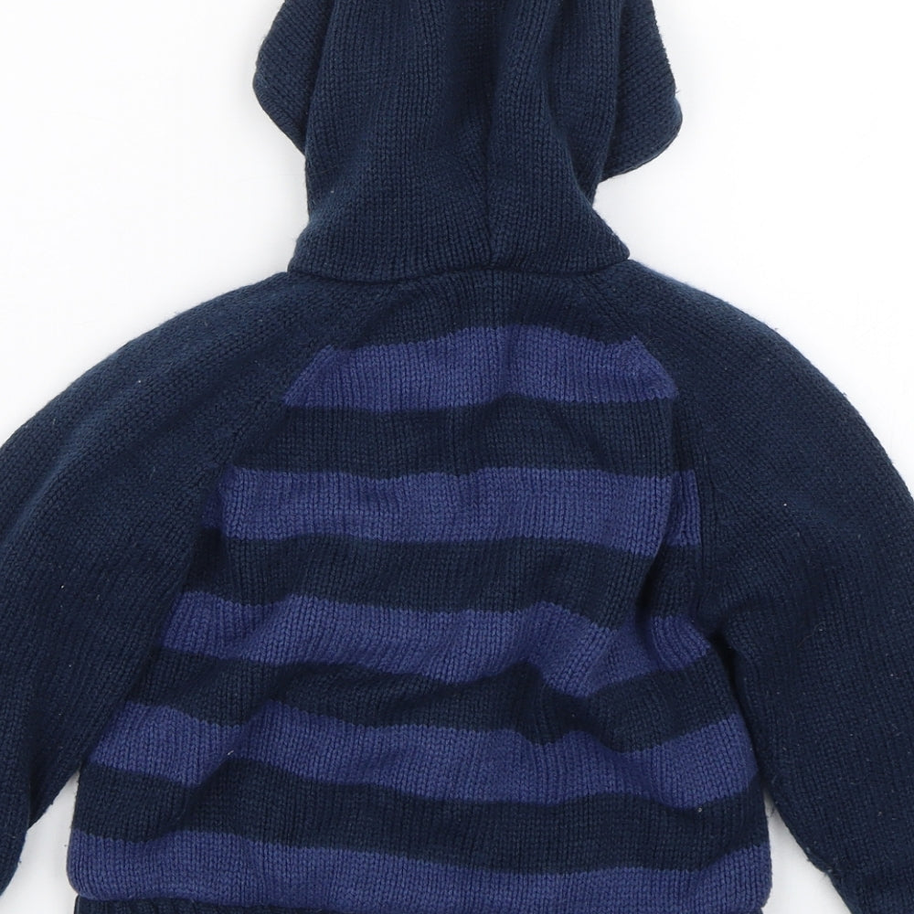 M&Co  Blue Striped Knit Full Zip Jumper Size 12-18 Months