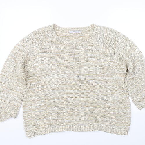 Isle Womens Beige Striped Knit Pullover Jumper Size 16